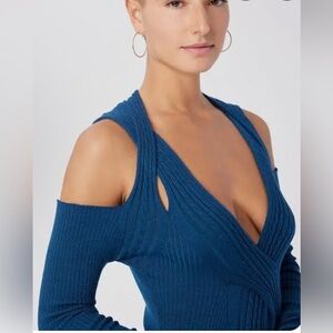 Lyta Elegant Blue Cold Shoulder Dress